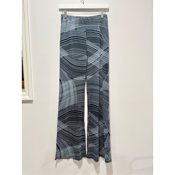 Halston Pants - Halston Womens Small Wide Leg Pants Abstract Geometric Print Black Grey Stretch